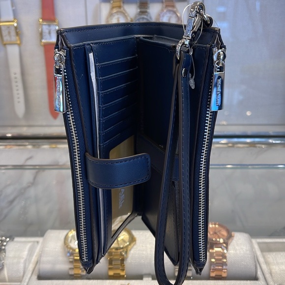 Michael Kors Jet Set Travel Large Double-Zip Wristlet-Wallet-PhoneHolder Admiral - Picture 3 of 16